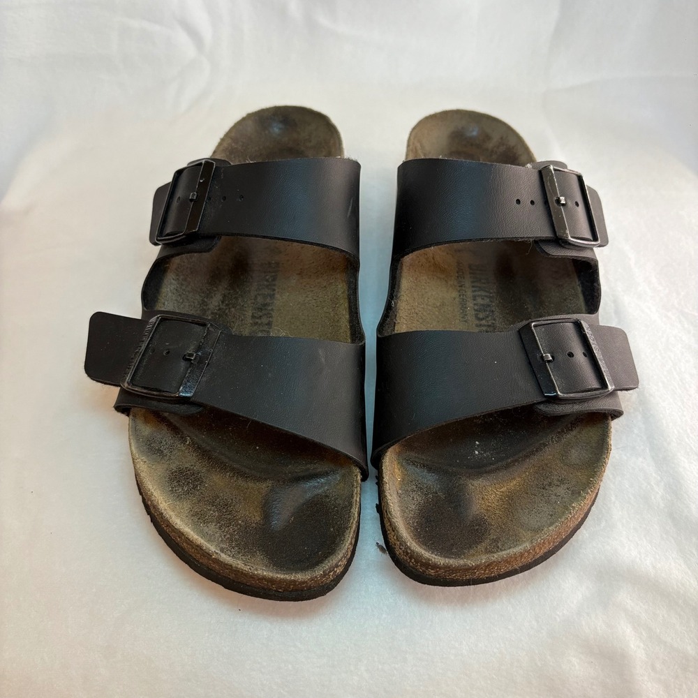 Birkenstock Arizona Birko-Flor Black Two Strap Slide Sandals Women 41 L10